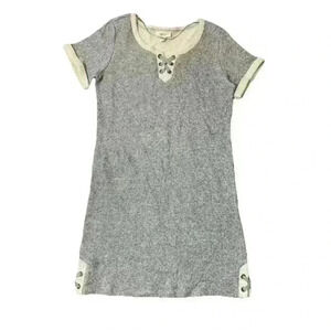 Style & Co Sweater Dress Gray Short Sleeve Knee Length CottageCore Size Petite M